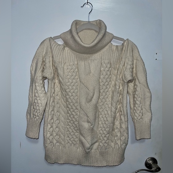 Anthropologie Cold Shoulder Cable Sweater, Size Small. - Picture 7 of 8